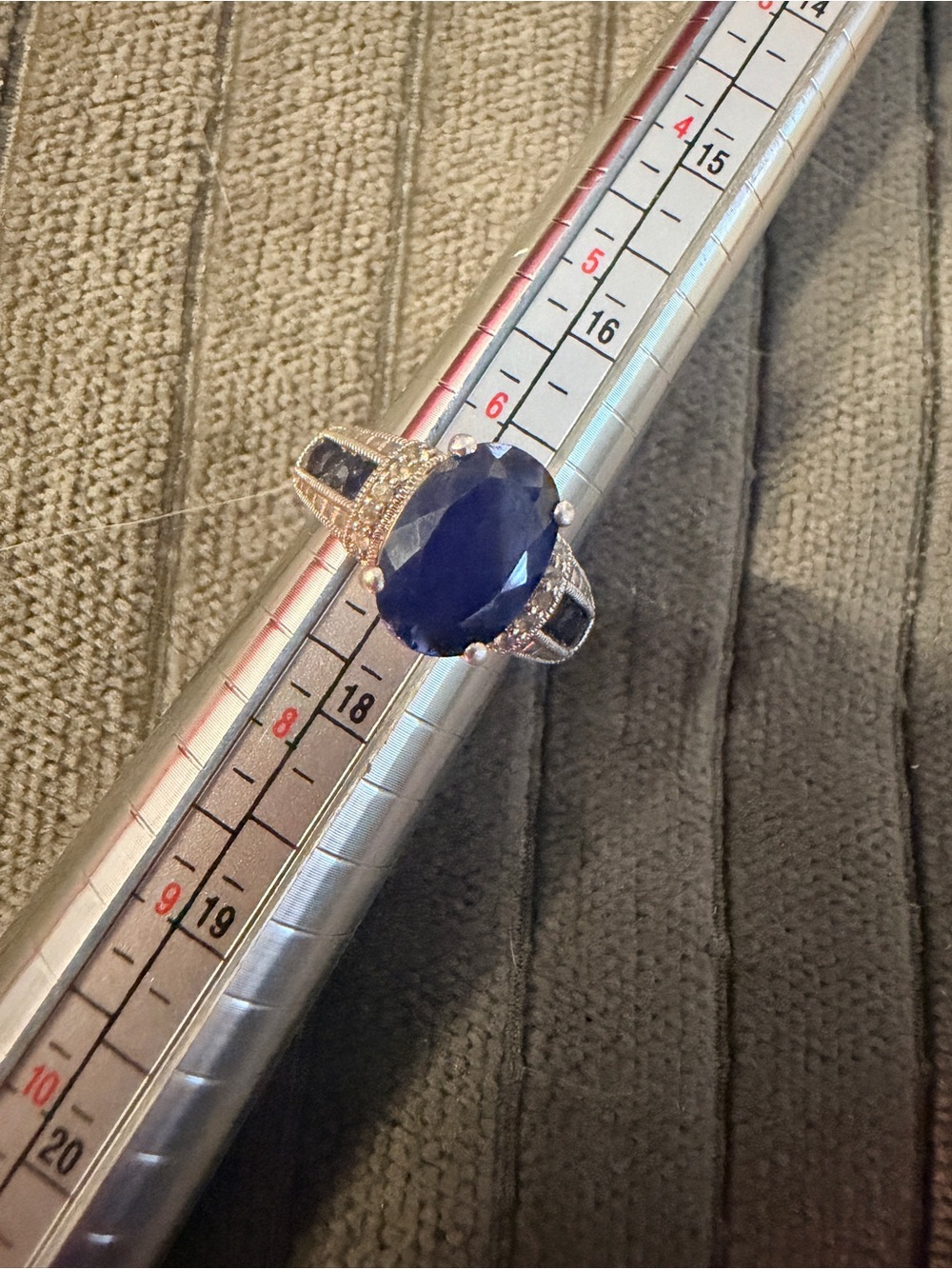 Classic Oval Blue Stone Ring in Silver Tone - Women Jewelry